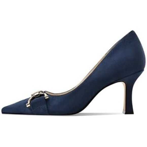 Women's Blue Suede Closed Toe High Heels Dress Pointed Toe Wedding Pump Shoes - Picture 3 of 6